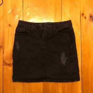 Black denim skirt